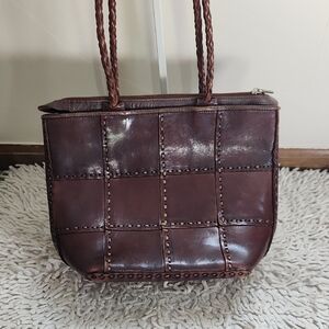 Brown Quilted Shoulder Bag with Geometric Design